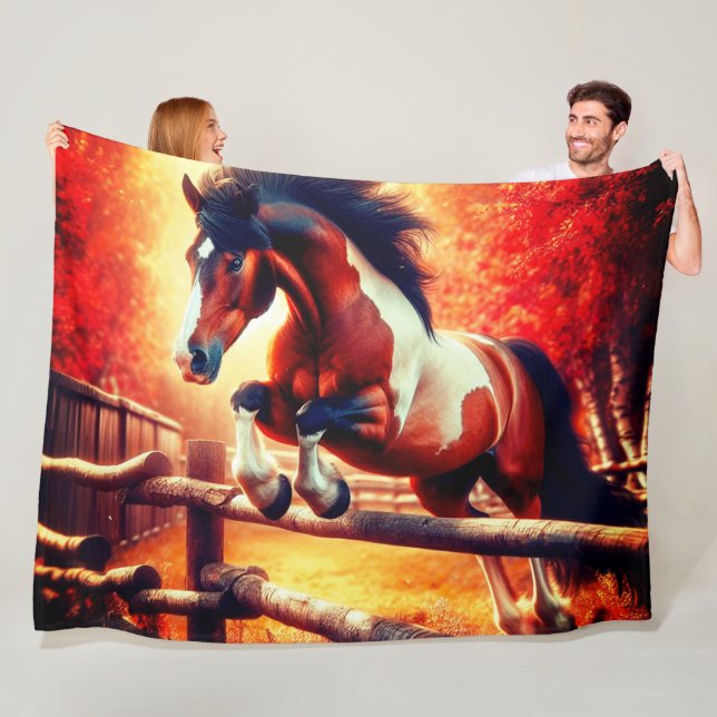 Jumping Horse Fleece Blanket (In Situ)