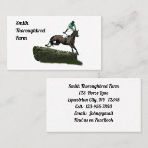 Jumping Horse Jockey In Green Business Cards