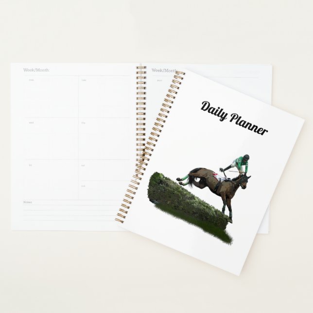 Jumping Horse Jockey In Green Daily Planner (Display)