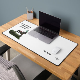 Jumping Horse Jockey In Green Desk Mat