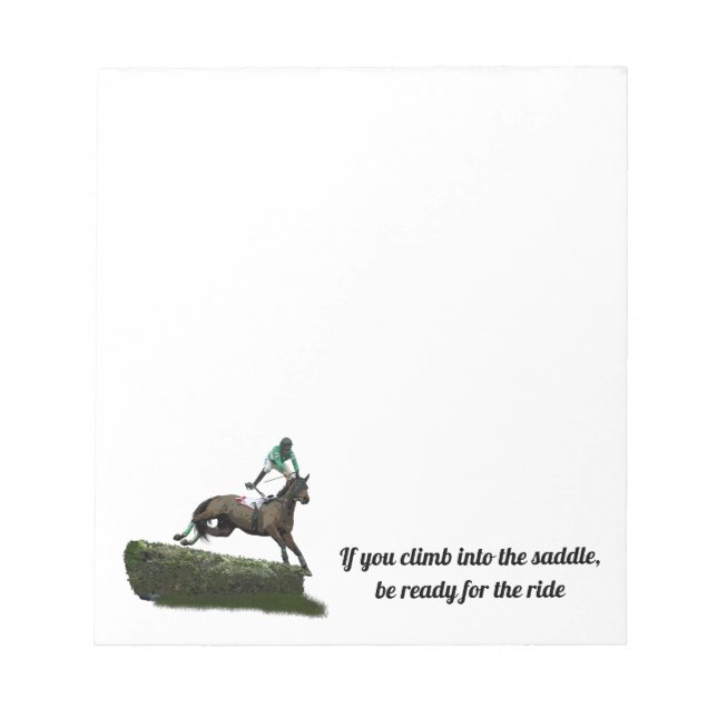 Jumping Horse Jockey In Green Notepad (Front)
