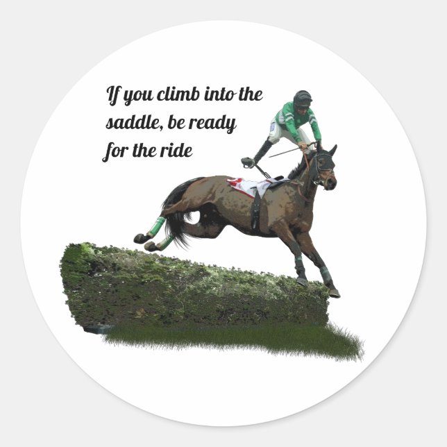 Jumping Horse Jockey In Green Stickers (Front)