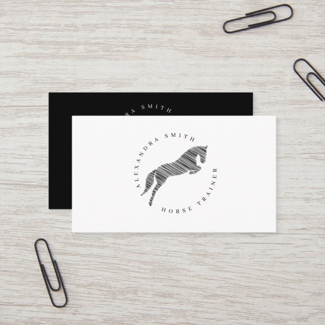 Jumping Horse | Scribble Horse | Gold Horse  Business Card (Front/Back In Situ)