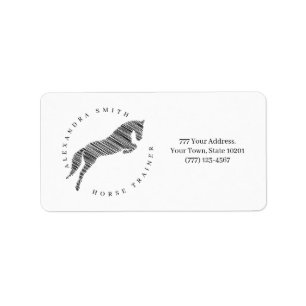 Jumping Horse Scribble Horse Horse Trainer Label