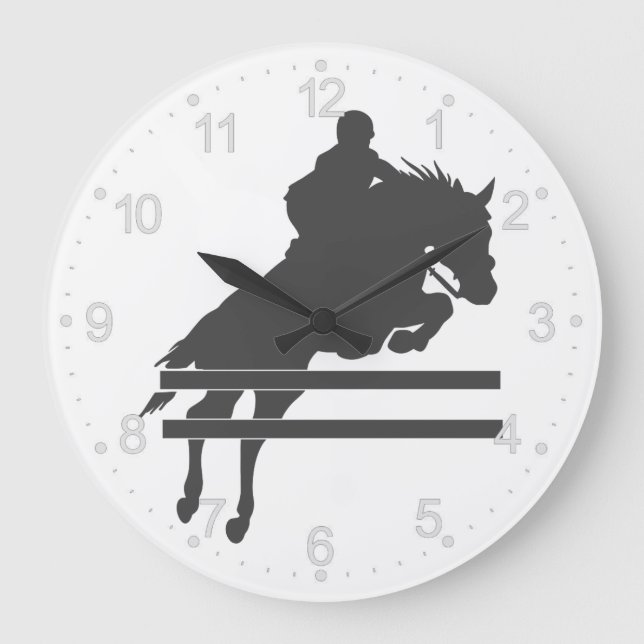 Jumping horse silhouette - Choose background color Large Clock (Front)