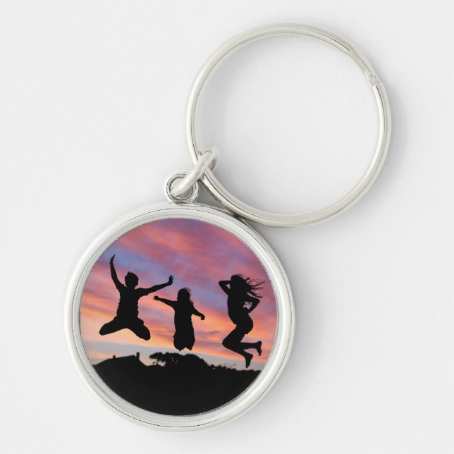 Jumping in the Sunset key chain (Front)