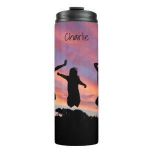 Jumping in the Sunset / YOUR IMAGE custom name Thermal Tumbler