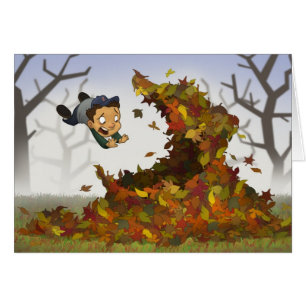 “Jumping into Leaves” Card