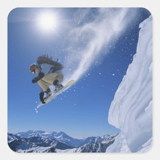 Jumping into Snake Creek Canyon from Clayton 3 Square Sticker (Front)