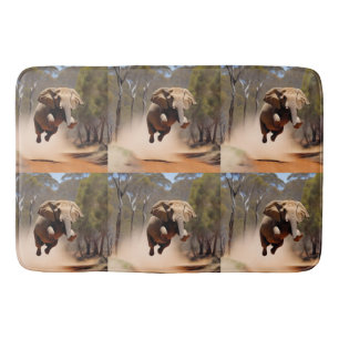 "Jumping Joy: The Animated Elephants' Leap" Bath Mat