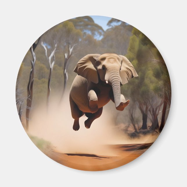 "Jumping Joy: The Animated Elephants' Leap" Magnet (Front)