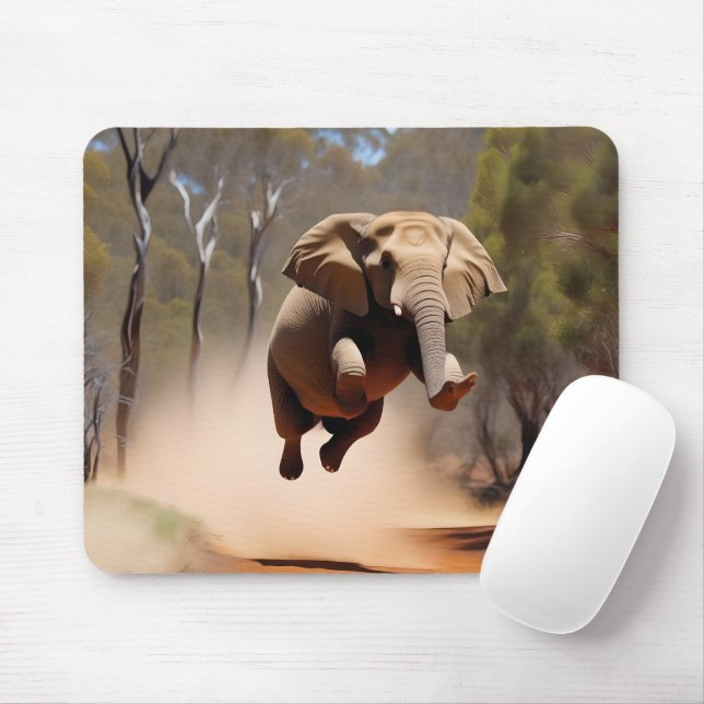 "Jumping Joy: The Animated Elephants' Leap" Mouse Pad (With Mouse)