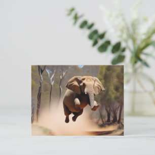 "Jumping Joy: The Animated Elephants' Leap" Postcard