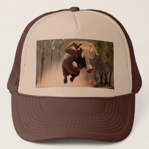 "Jumping Joy: The Animated Elephants' Leap" Trucker Hat