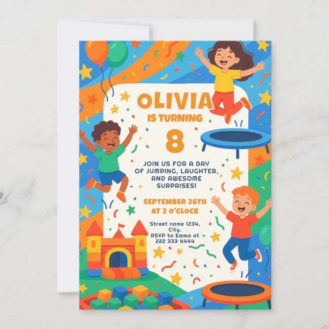 Jumping Jubilee Birthday Bash Extravaganza Invitation (Front)