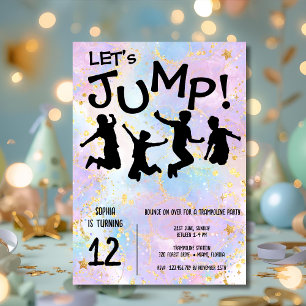 Jumping kids trampoline birthday invitation