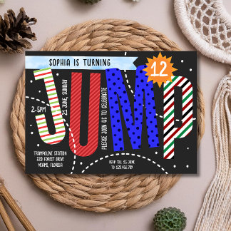 Jumping kids trampoline birthday invitation
