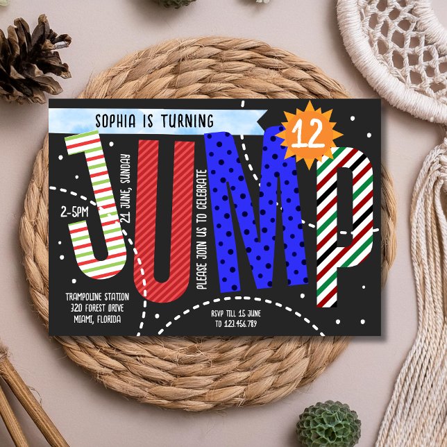 Jumping kids trampoline birthday invitation (Creator Uploaded)