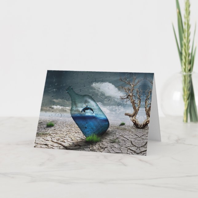 Jumping killer whale in bottle holiday card (Front)