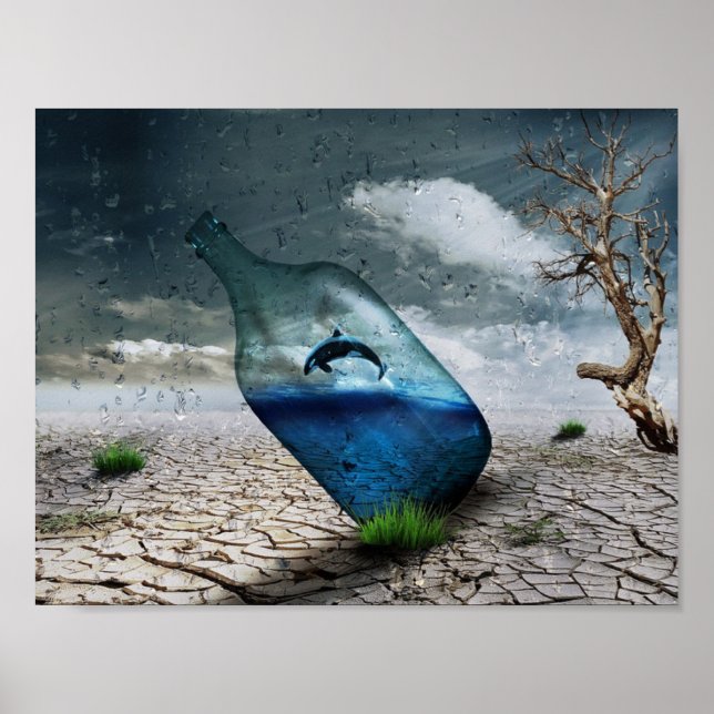 Jumping killer whale in bottle poster (Front)