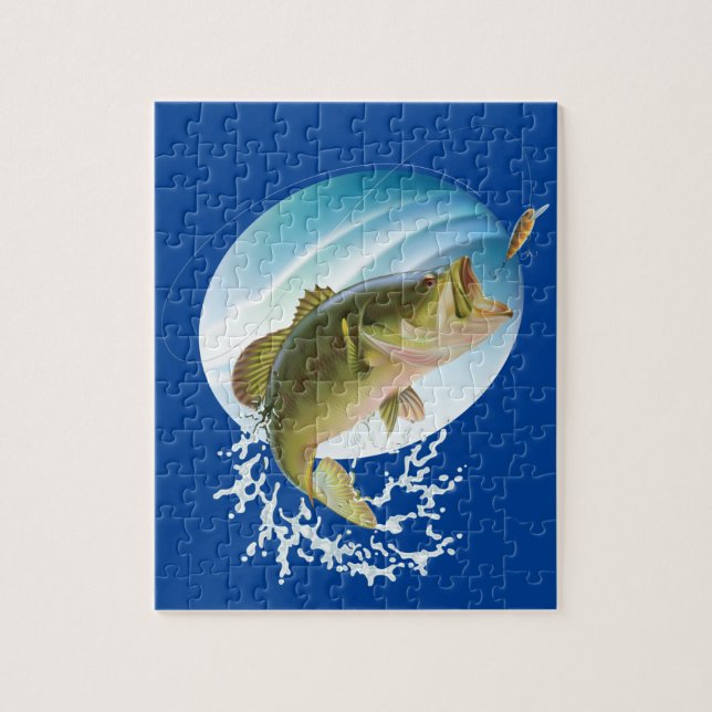 Jumping Large Mouth Bass Jigsaw Puzzle (Vertical)