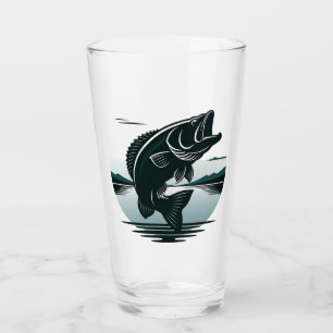 Jumping Largemouth Bass Fishing Minimalist Glass