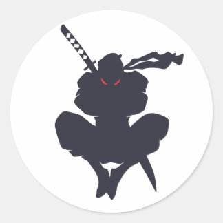 Jumping Ninja silhouette - Choose background colou Classic Round Sticker