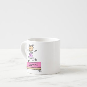 Jumping on the Bed Stick Figure Girl Espresso Cup