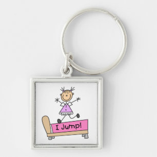Jumping on the Bed Stick Figure Girl Key Ring