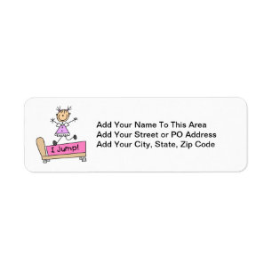 Jumping on the Bed Stick Figure Girl Return Address Label