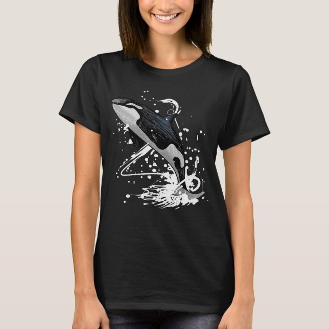 Jumping Orca Killer Whale T-Shirt (Front)