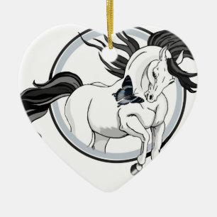 Jumping Out ~ Horse and butterfly Ceramic Ornament