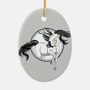 Jumping Out ~ Horse and butterfly Ceramic Ornament