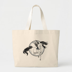Jumping Out ~ Horse and butterfly Large Tote Bag