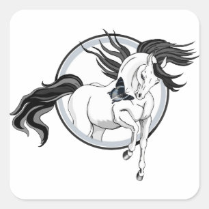 Jumping Out ~ Horse and butterfly Square Sticker