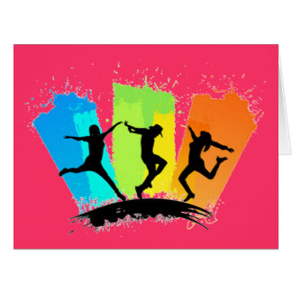 Jumping people silhouettes colourful -