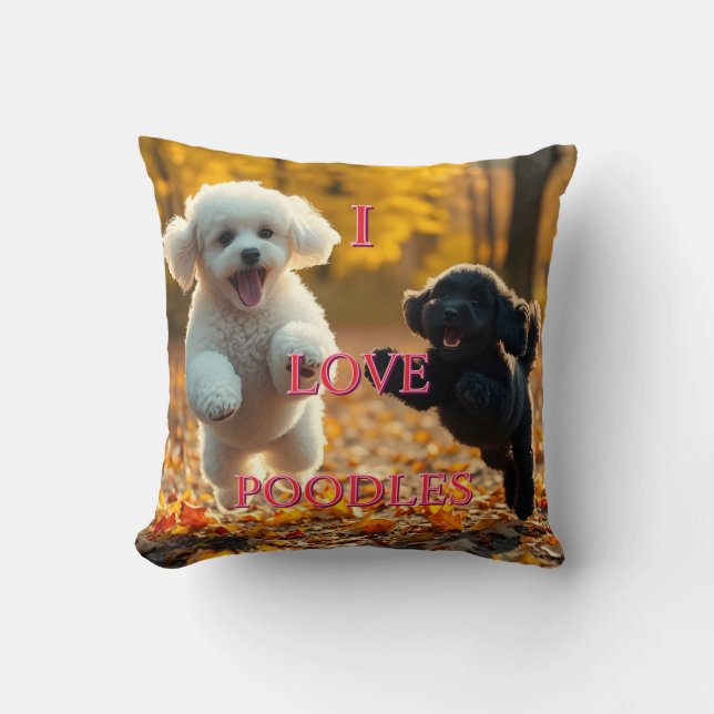 Jumping Poodle Puppies Cushion (Front)