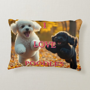 Jumping Poodle Puppies Decorative Cushion