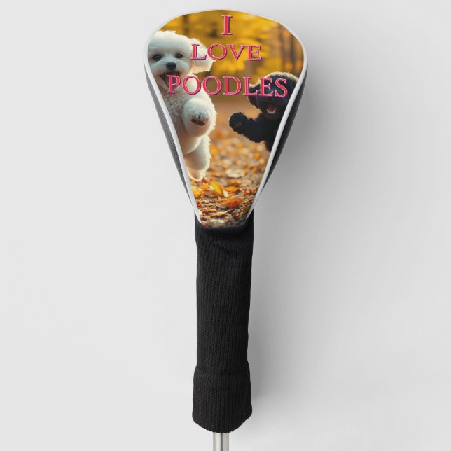 Jumping Poodle Puppies Golf Head Cover (Front)