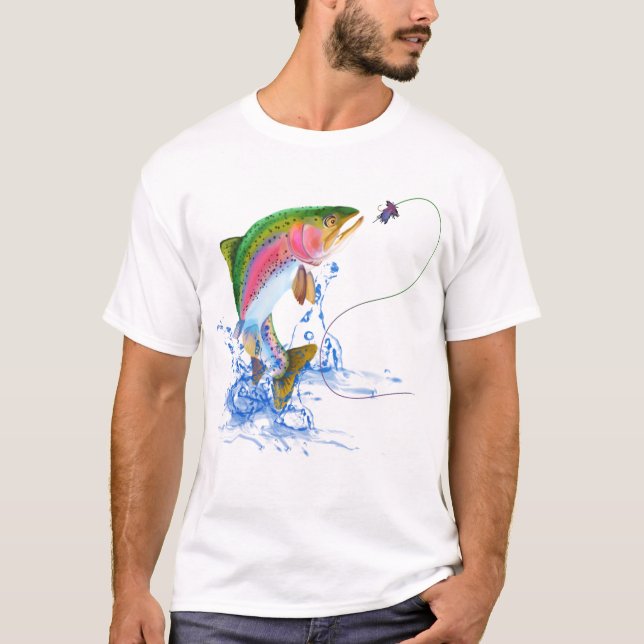 Jumping Rainbow Trout Fishing Lure T-Shirt (Front)