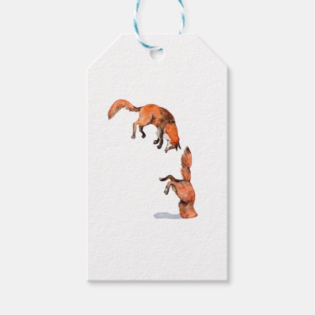Jumping Red Fox Gift Tags (Front)