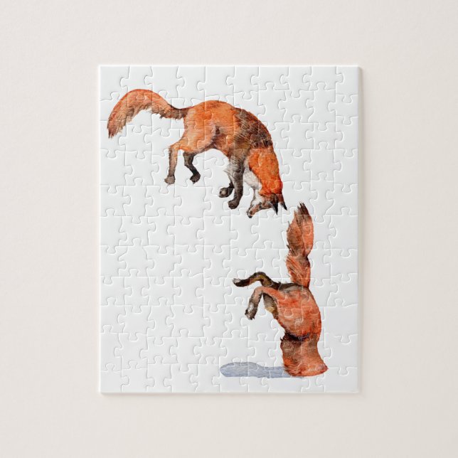 Jumping Red Fox Jigsaw Puzzle (Vertical)