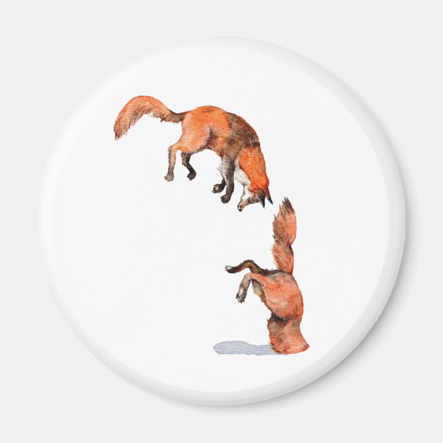 Jumping Red Fox Magnet (Front)