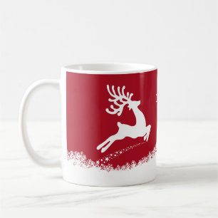 Jumping Reindeer custom name mugs