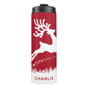 Jumping Reindeer custom name tumbler