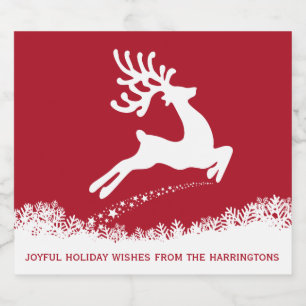 Jumping Reindeer custom text Christmas labels