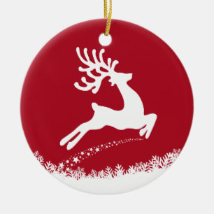 Jumping Reindeer custom text ornament