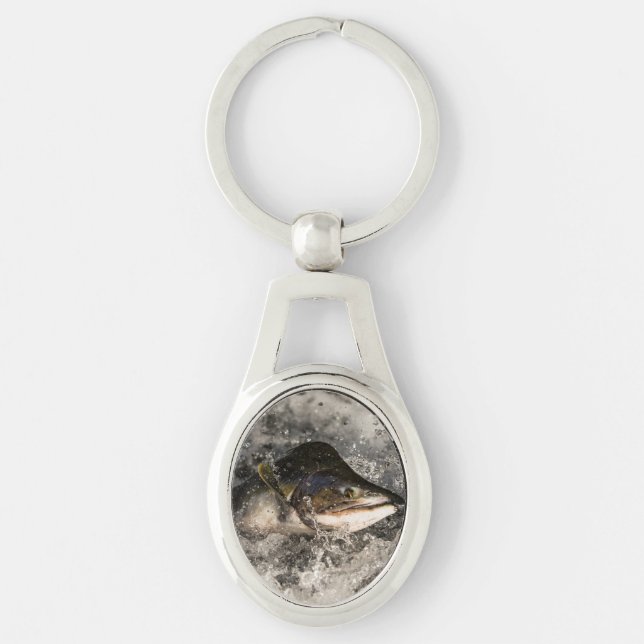 Jumping Salmon Key Ring (Front)
