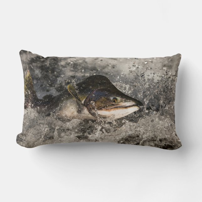Jumping Salmon Lumbar Cushion (Front)