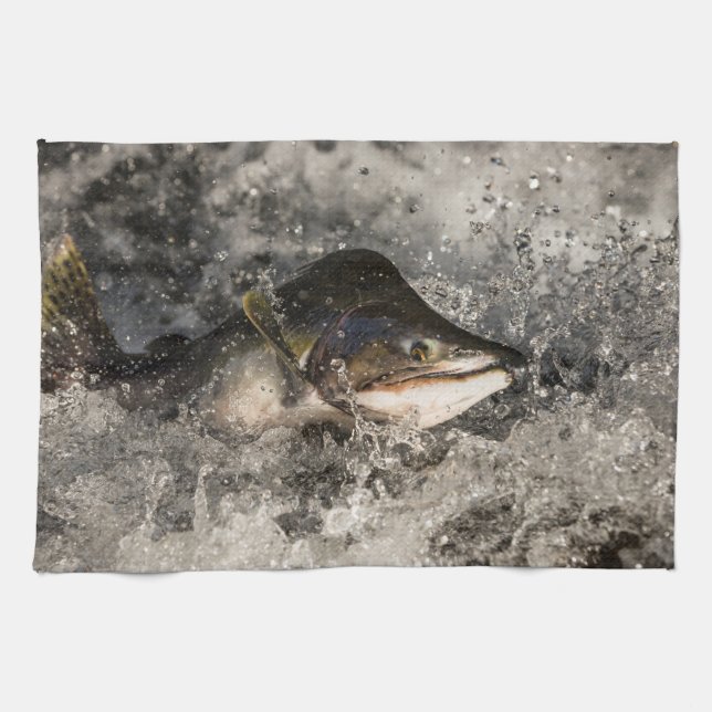 Jumping Salmon Tea Towel (Horizontal)